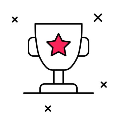 Doldurulmuş taslak ödül kupa simgesi beyaz arkaplanda izole edildi. Galibiyet ödülü sembolü. Şampiyonluk ya da yarışma kupası. Spor başarısı işareti. Vektör