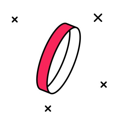 Doldurulmuş alyans simgesi beyaz arkaplanda izole edilmiş. Gelin ve damat mücevher tabelası. Evlilik sembolü. Elmas yüzük. Vektör