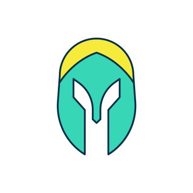 Beyaz arka planda izole edilmiş baş koruma ikonu için orta çağ demir miğferi doldurulmuş. Şövalye miğferi Vektör