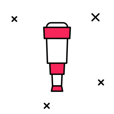 Doldurulmuş Spyglass teleskop mercek simgesi beyaz arkaplanda izole edildi. Denizci dürbünü. Vektör