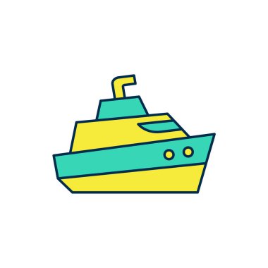 Beyaz arkaplanda izole edilmiş ana hatlı sürat teknesi simgesi. Vektör