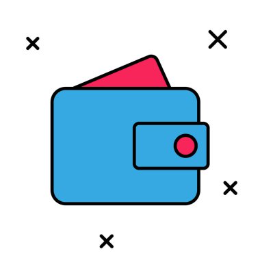 Doldurulmuş cüzdan simgesi beyaz arkaplanda izole edildi. Çanta ikonu. Nakit tasarruf sembolü. Vektör