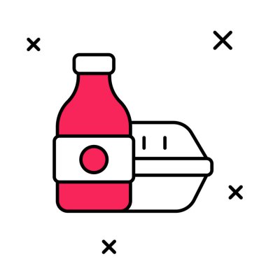 Çevrimiçi sipariş verme ve fast food dağıtım ikonu beyaz arka planda izole edildi. Vektör