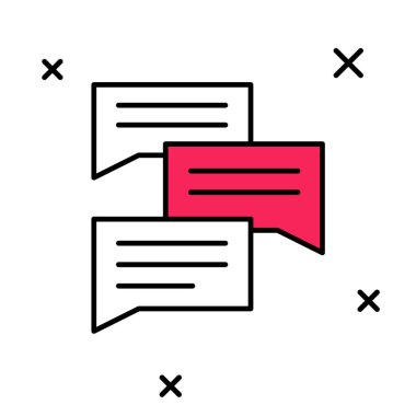 Doldurulmuş konuşma balonu sohbet simgesi beyaz arkaplanda izole edildi. İleti simgesi. İletişim ya da yorum sohbet sembolü. Vektör