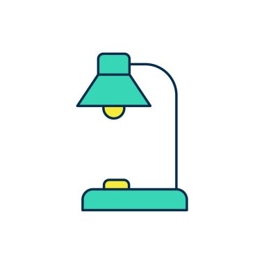 Doldurulmuş masa lambası simgesi beyaz arkaplanda izole edildi. Vektör
