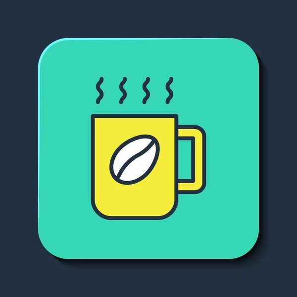 Esquema Relleno Icono Taza Café Aislado Sobre Fondo Azul Taza — Vector de stock