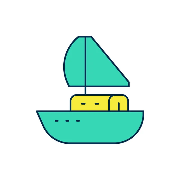 Filled Outline Yacht Sailboat Sailing Ship Icon Isolated White Background — Stock vektor