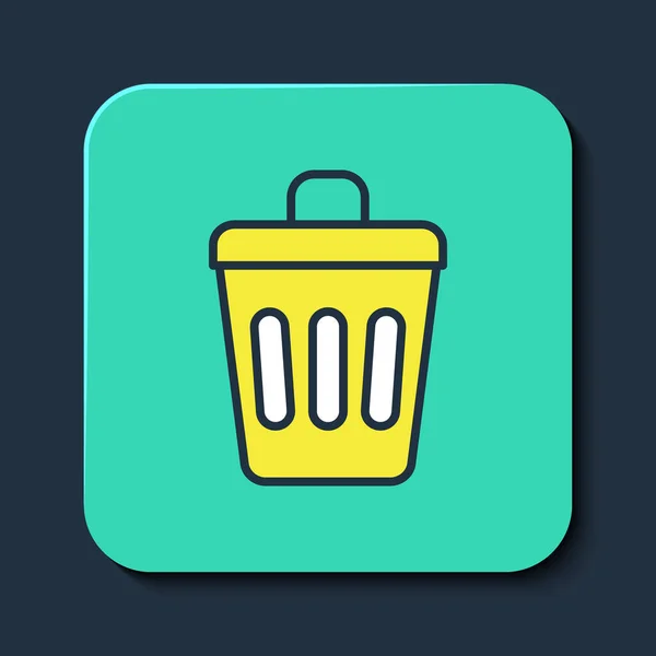 Filled Outline Trash Can Icon Isolated Blue Background Garbage Bin — Stock Vector