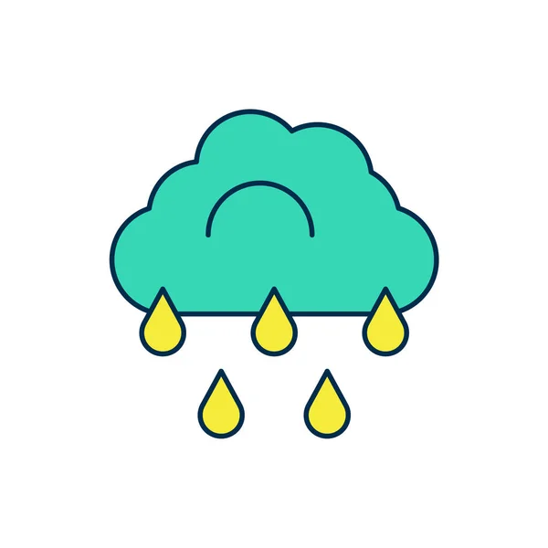 Gevulde Omtrek Wolk Met Regenpictogram Geïsoleerd Witte Achtergrond Regenwolk Neerslag — Stockvector