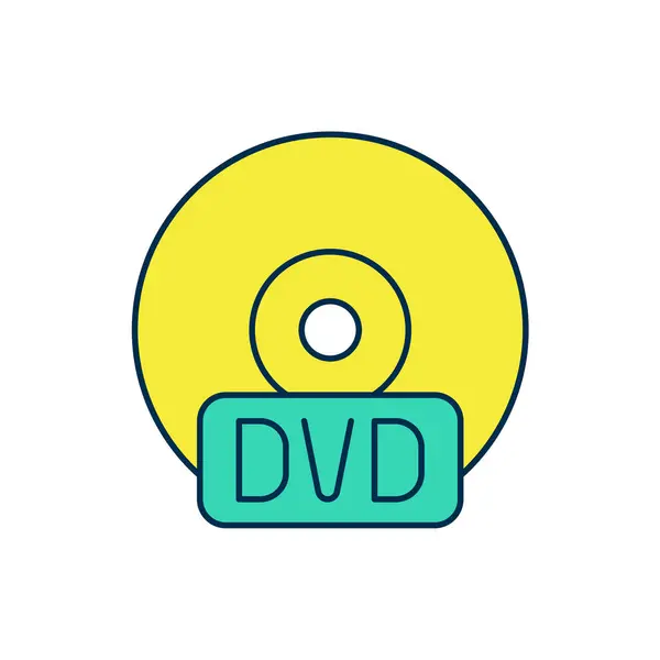 Γεμισμένο Περίγραμμα Dvd Εικονίδιο Δίσκου Απομονωμένο Λευκό Φόντο Συμπαγές Σήμα — Διανυσματικό Αρχείο