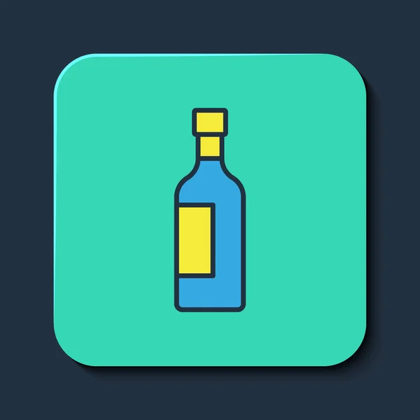 Filled Outline Bottle Wine Icon Isolated Blue Background Turquoise Square — Stock Vector