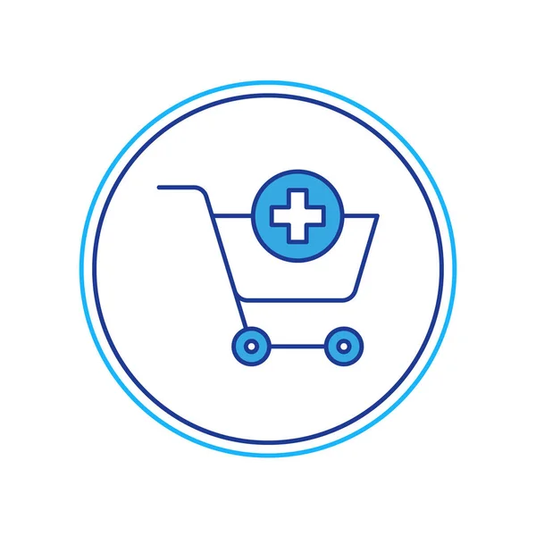 填充轮廓添加到购物车图标隔离在白色背景 网上购物的概念 送货服务标志 超级市场篮子的象征 — 图库矢量图片