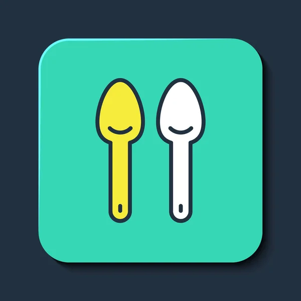 Filled Outline Spoon Icon Isolated Blue Background Cooking Utensil Cutlery — 图库矢量图片