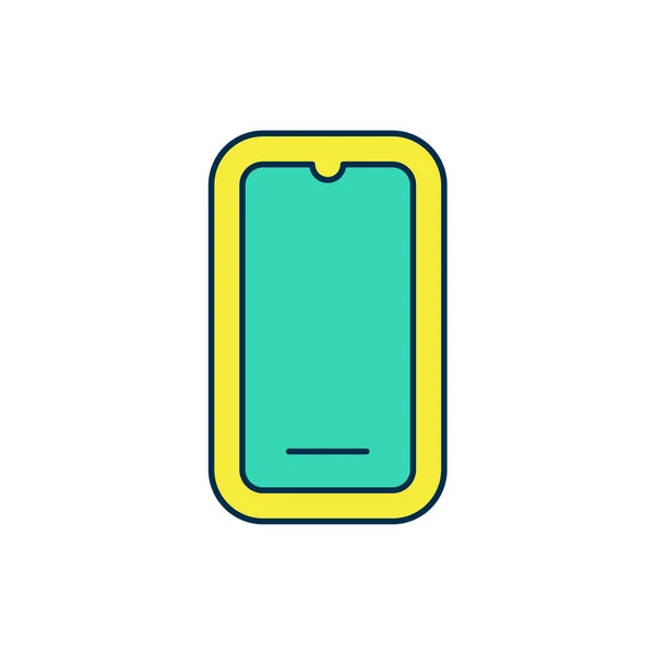 Wypełniony Zarys Smartfon Ikona Telefonu Komórkowego Izolowany Białym Tle Wektor — Wektor stockowy