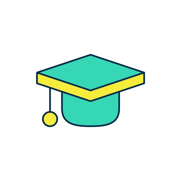 Filled Outline Graduation Cap Icon Isolated White Background Graduation Hat — 图库矢量图片