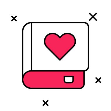 Doldurulmuş Romantizm kitabı simgesi beyaz arkaplanda izole edildi. Vektör