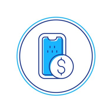 Doldurulmuş Mobil bankacılık simgesi beyaz arkaplanda izole edildi. Cep telefonu ekranına cep telefonu bankacılığı yoluyla para aktar. Vektör