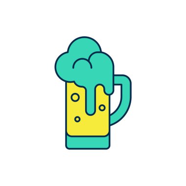 Beyaz arka planda izole edilmiş bira ikonu ana hatlarıyla dolu. Vektör