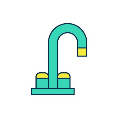 Doldurulmuş su musluğu simgesi beyaz arkaplanda izole edildi. Vektör