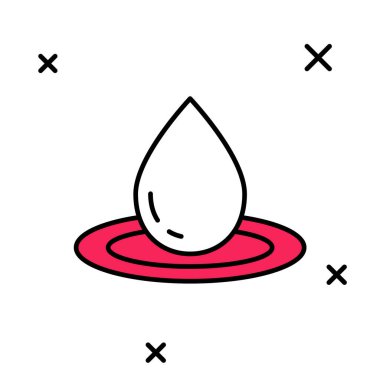 Doldurulmuş ana hatlı su bırakma simgesi beyaz arkaplanda izole edildi. Vektör