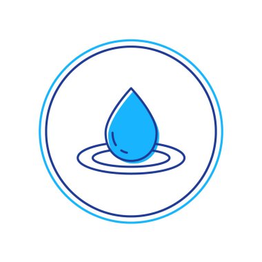 Doldurulmuş ana hatlı su bırakma simgesi beyaz arkaplanda izole edildi. Vektör