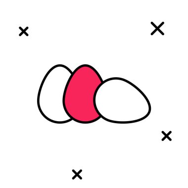 Doldurulmuş tavuk yumurtası simgesi beyaz arka planda izole edilmiş. Vektör