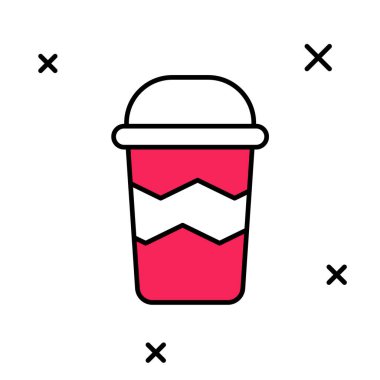 Beyaz arka planda izole edilmiş bir şekilde kahve bardağını doldurdum. Vektör