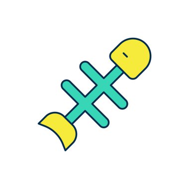 Doldurulmuş ölü balık simgesi beyaz arka planda izole edilmiş. Vektör