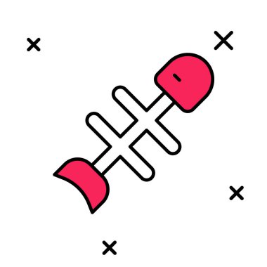 Doldurulmuş ölü balık simgesi beyaz arka planda izole edilmiş. Vektör