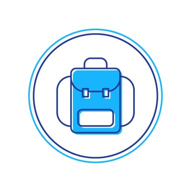 Doldurulmuş Yürüyüş sırt çantası simgesi beyaz arkaplanda izole edildi. Kamp ve dağ gezisi sırt çantası. Vektör