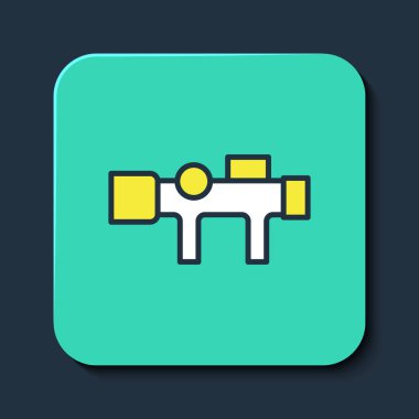 Keskin nişancı görüşü simgesi mavi arka planda izole edildi. Keskin nişancı dürbünü. Turkuaz kare düğme. Vektör