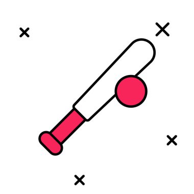 Beyzbol sopasıyla doldurulmuş ve beyaz zemin üzerinde top ikonu var. Vektör