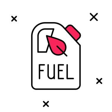 Beyaz arka planda izole edilmiş biyoyakıt biyo yakıt kutusu ikonu. Çevre biyolojisi ve namlusu. Yeşil çevre ve geri dönüşüm. Vektör