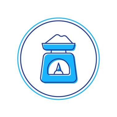 Doldurulmuş Ölçek simgesi beyaz arkaplanda izole edildi. Ağırlık ölçüm aletleri. Vektör