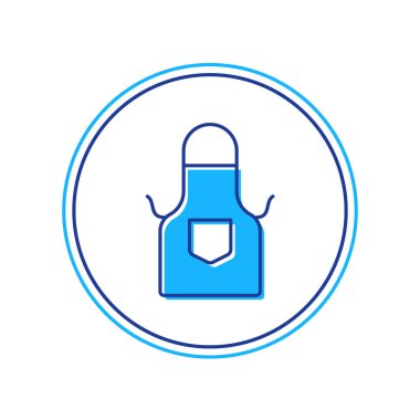 Doldurulmuş ana hatlı mutfak önlüğü simgesi beyaz arkaplanda izole edildi. Yemek pişirmek için şef üniforması. Vektör