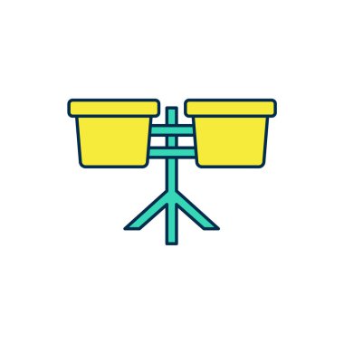 Doldurulmuş Bongo davul simgesi beyaz arkaplanda izole edildi. Müzik aleti sembolü. Vektör