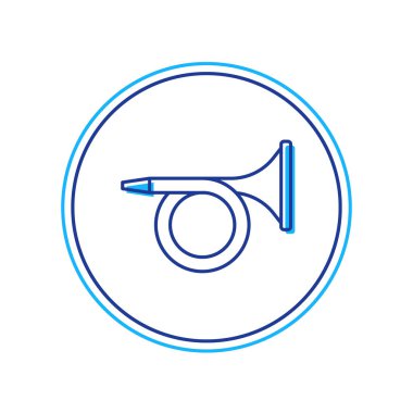 Beyaz arkaplanda izole edilmiş ana hatlı Trompet simgesi. Müzik aleti. Vektör