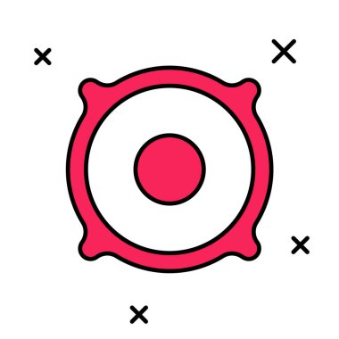 Doldurulmuş Stereo hoparlör simgesi beyaz arkaplanda izole edildi. Ses sistemi hoparlörleri. Müzik ikonu. Müzikal sütun hoparlörü. Vektör