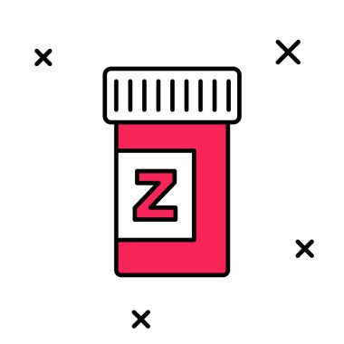 Beyaz arka planda izole edilmiş, ana hatlı uyku hapı ikonu. Vektör