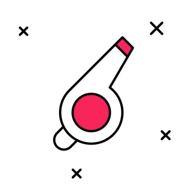 Doldurulmuş Whistle simgesi beyaz arkaplanda izole edildi. Hakem sembolü. Spor ve spor burcu. Vektör