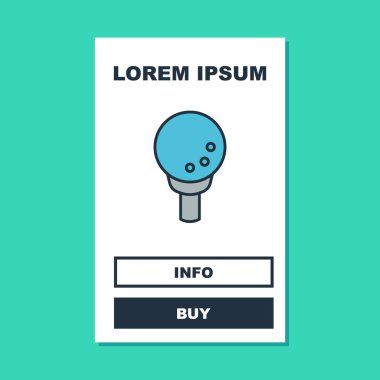 Turkuaz arka planda izole edilmiş golf topunun ana hatları. Vektör