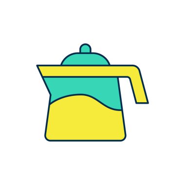 Doldurulmuş ana hatlı Çaydanlık simgesi beyaz arkaplanda izole edildi. Vektör