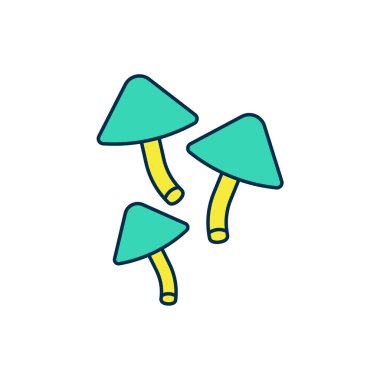 Beyaz arkaplanda izole edilmiş ana hatlı mantar ikonu. Vektör