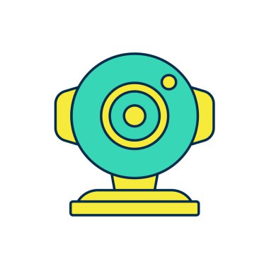 Doldurulmuş web kamera simgesi beyaz arkaplanda izole edildi. Sohbet kamerası. Web kamerası simgesi. Vektör