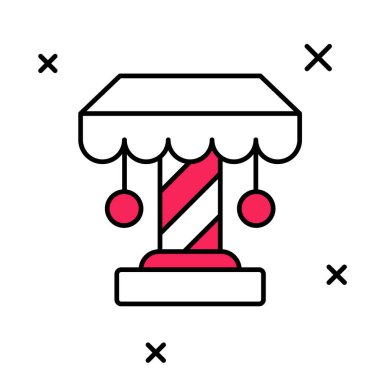 Beyaz arkaplanda izole edilmiş ana hatlı atlıkarınca simgesi. Eğlence parkı. Çocuklar için eğlence parkı, eğlence parkı. Vektör