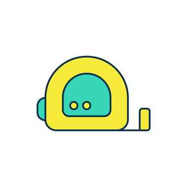 Doldurulmuş rulet yapı ikonu beyaz arka planda izole edildi. Mezura ölçüm sembolü. Vektör