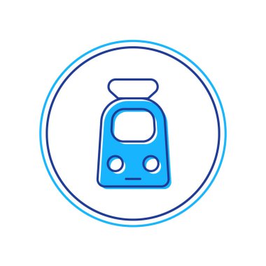 Tren ve demiryolu ikonu beyaz arka planda izole edildi. Toplu taşıma sembolü. Metro treni nakliyesi. Metro yeraltı. Vektör