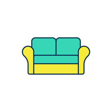 Doldurulmuş Kanepe simgesi beyaz arkaplanda izole edildi. Vektör