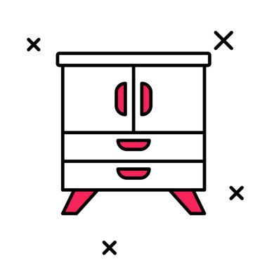 Doldurulmuş Çekmece Sandığı simgesi beyaz arkaplanda izole edildi. Vektör