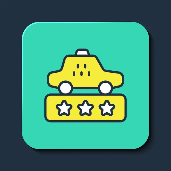 Filled Outline Taxi Service Rating Icon Isolated Blue Background Turquoise — Stock Vector